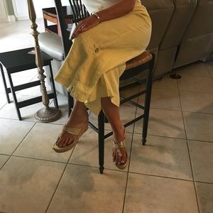 Linen wide leg crop slacks